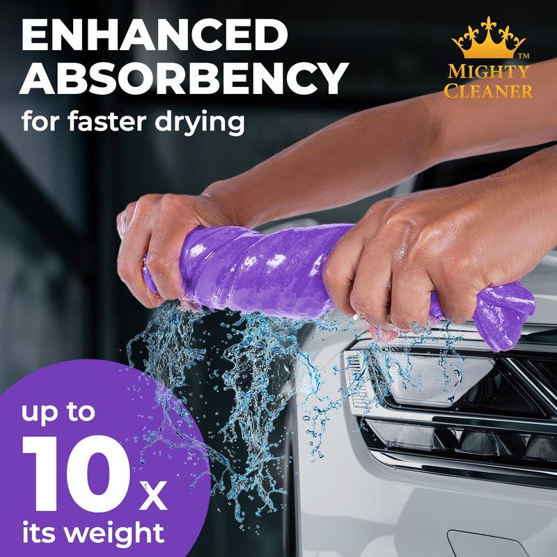 Mighty Cleaner منشفة شامي ممتازة مقاس XL للسيارة - قطعتين (34 × 25) - قماش شامواه فائق الامتصاص - خالية من البقع والخدوش - مناشف تجفيف السيارة قابلة لإعادة الاستخدام - Image 2
